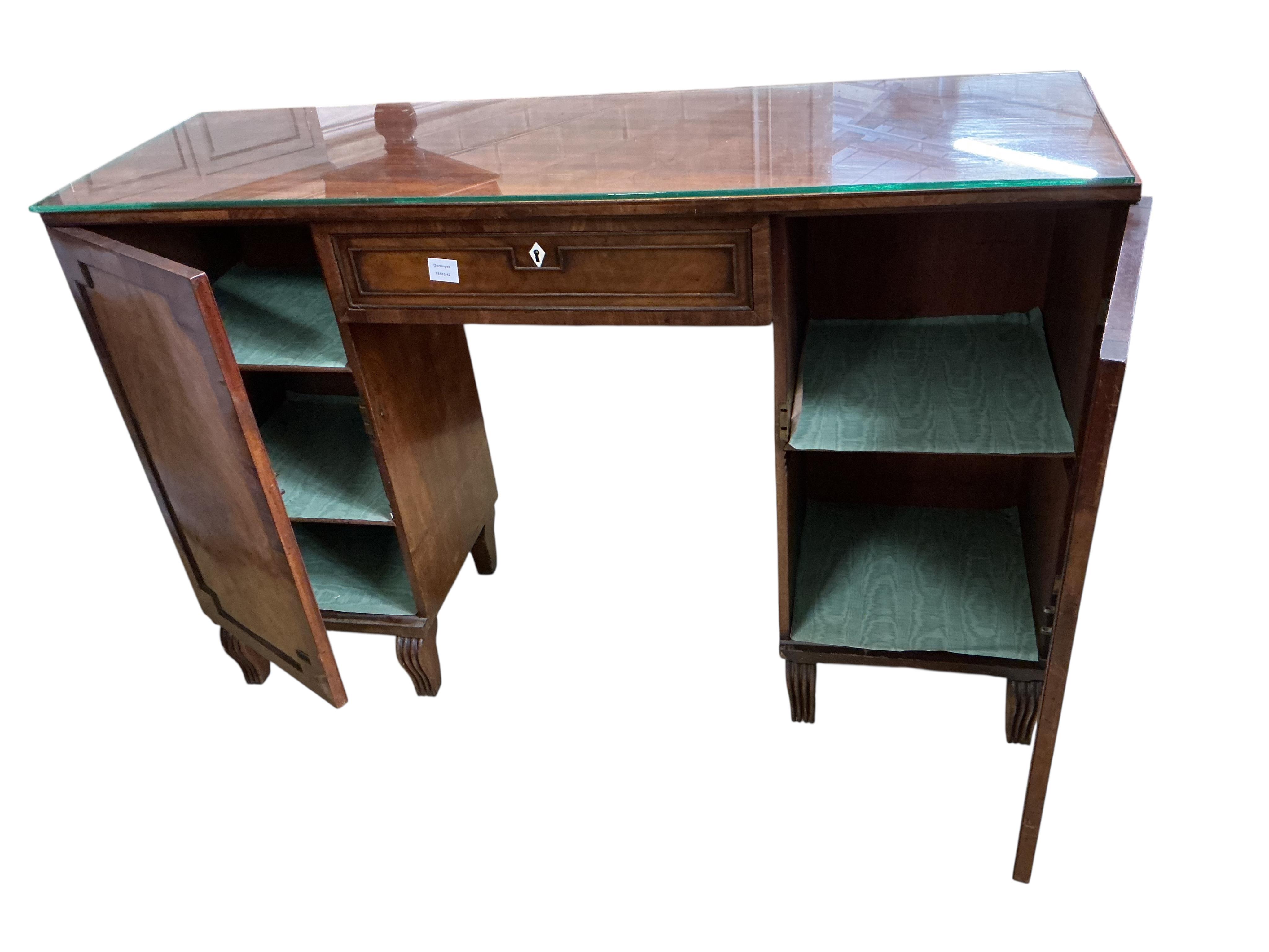 A Regency mahogany pedestal sideboard, width 140cm, depth 46cm, height 91cm